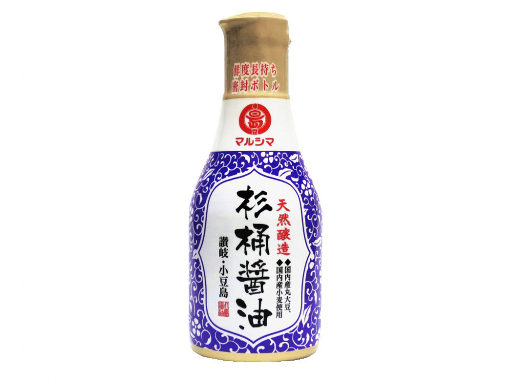 497円→432円 応援価格 天然醸造 杉桶醤油　デラミボトル